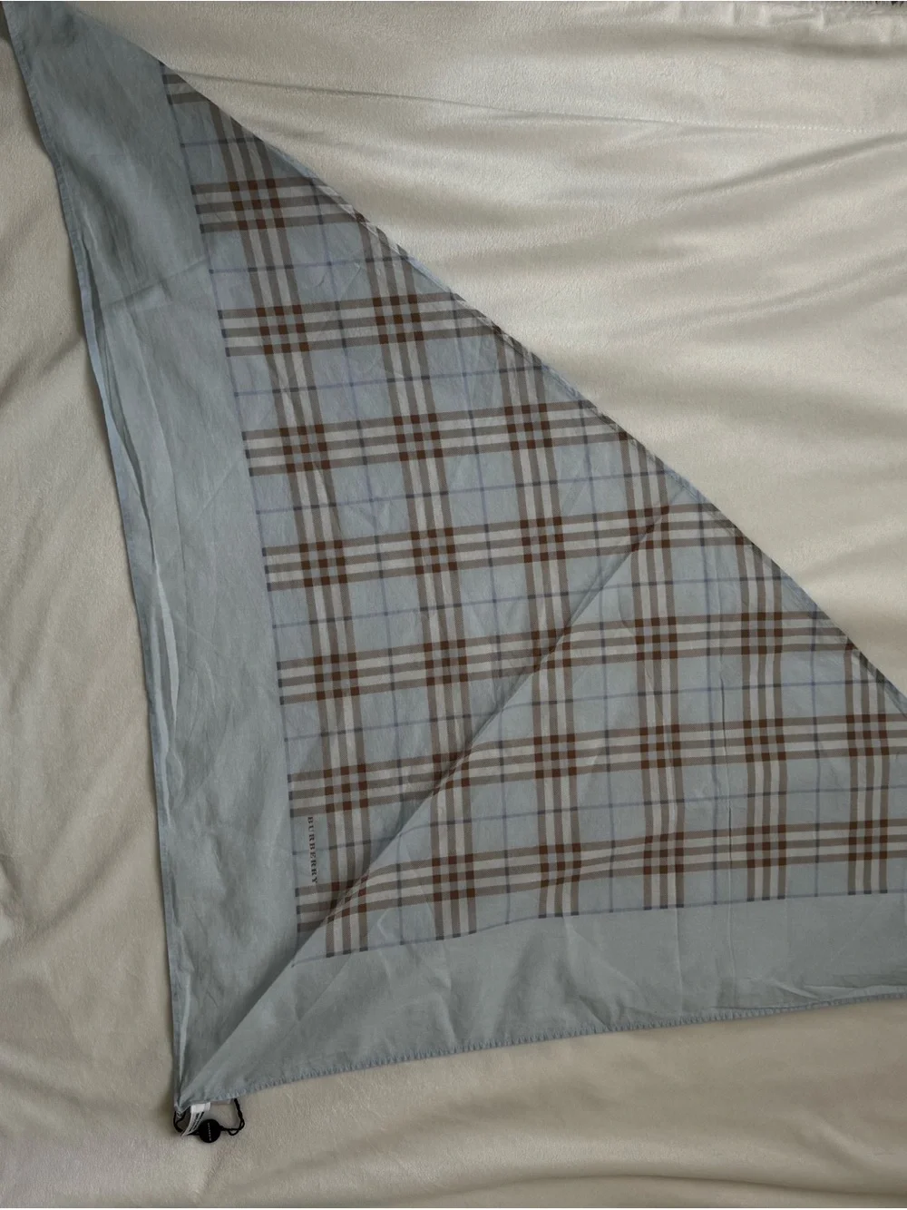 Burberry light Blue and Brown Check Cotton Scarf